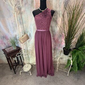 📌Db Studio Empire Waist One Shoulder Lace Formal - Bridesmaid - Prom Dress